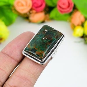 Azurite Malachite Ring Gemstone 925 Sterling Silver Ring Handmade Ring Azurite Malachite Ring Women&#39;s For Love Ring Gift For Her