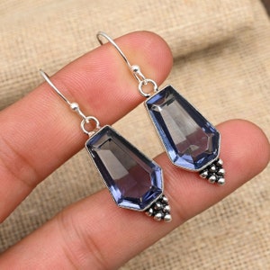 Ravishing Iolite Gemstone Earring 925 Solid Sterling Silver Jewelry Handmade Earring For Women AAA+ Iolite Silver Jewelry For Her