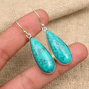 Santa Rosa Turquoise Gemstone Jewelry, 925 Sterling Silver Earring, Handmade Amazing Earring For Her, Designer Earring For Anniversary Gift