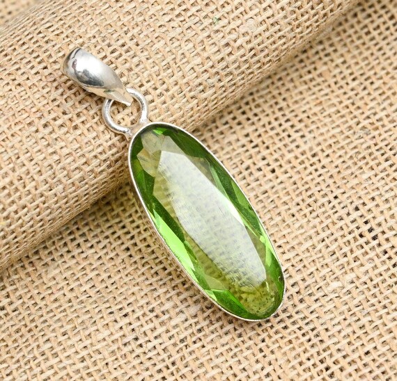 Ciondolo In Pietra Preziosa Fatto A Mano Con Ametista Verde In Argento - Foto 8