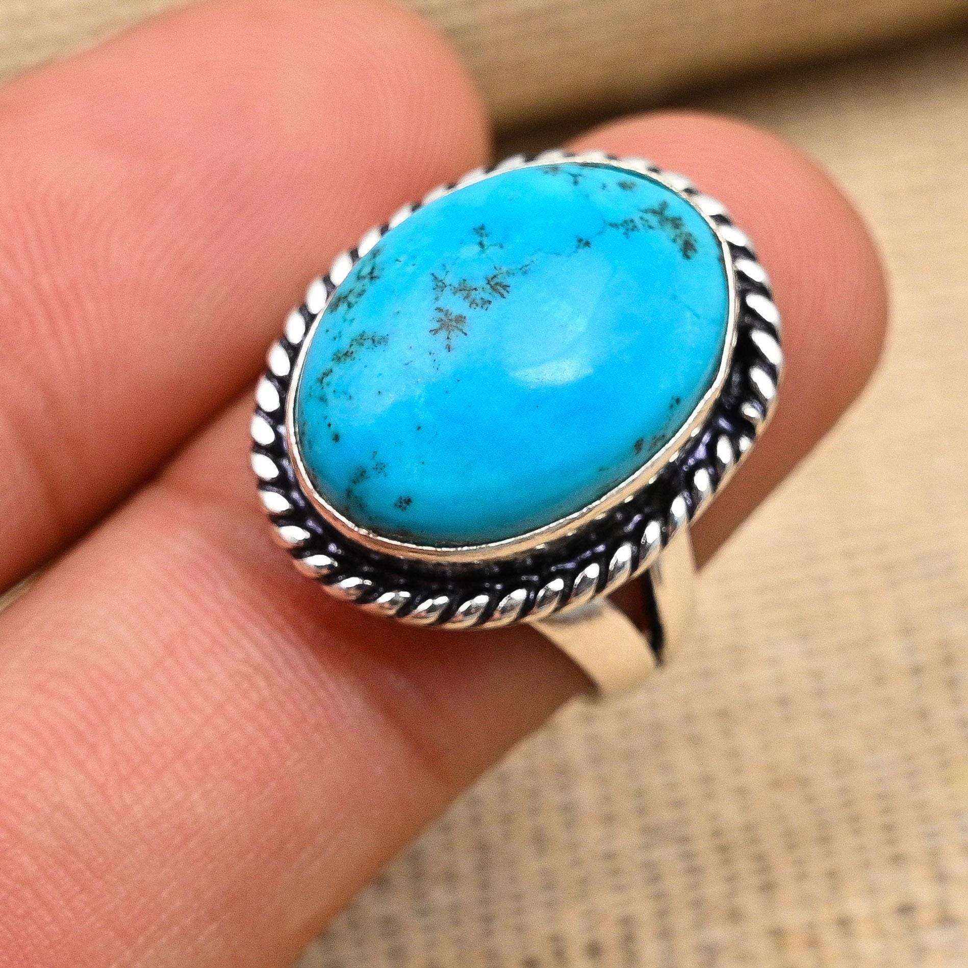 Sleeping Beauty Turquoise Jewelry, 925 Sterling Silver Ring, Handmade ...