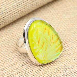 Yellow Triple Opal Gemstone Silver Jewelry, 925 Solid Sterling Silver Ring, Handmade Wedding Ring, Gemstone Silver Ring Gift For Love