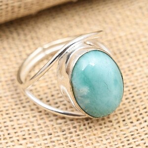 Larimar Ring 925 Sterling Silver Jewelry, Adjustable Ring Handmade Decent Jewelry, Gemstone Ring Larimar Jewelry Bridesmaid Gift