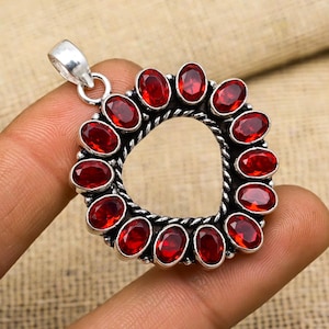 Roter Granat-Edelstein-Schmuck, 925 Sterlingsilber-Anhänger, handgemachter Designer-Anhänger, Heilschmuck, für Geburtstagsgeschenk