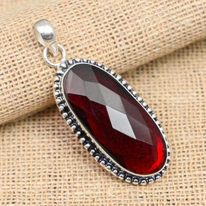 Roter Granat Silber Schmuck, 925 Massiv Silber Anhänger, Handgefertigte Neue Silber Anhänger Schmuck, Außergewöhnliches Edelstein Schmuck Geschenk für die Liebe