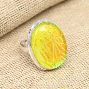Exquisite Yellow Triplet Opal Gemstone Ring, Yellow Opal Statement Ring, 925 Sterling Silver Jewelry, Engagement Gift, Ring For Her