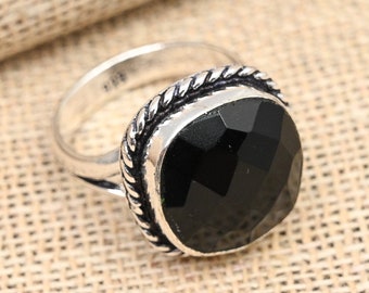 Black Spinel Gemstone Ring 925 Sterling Silver Jewelry Handmade Ring Jewelry Spinel Gemstone Ring Gift For Mother Pretty Jewelry