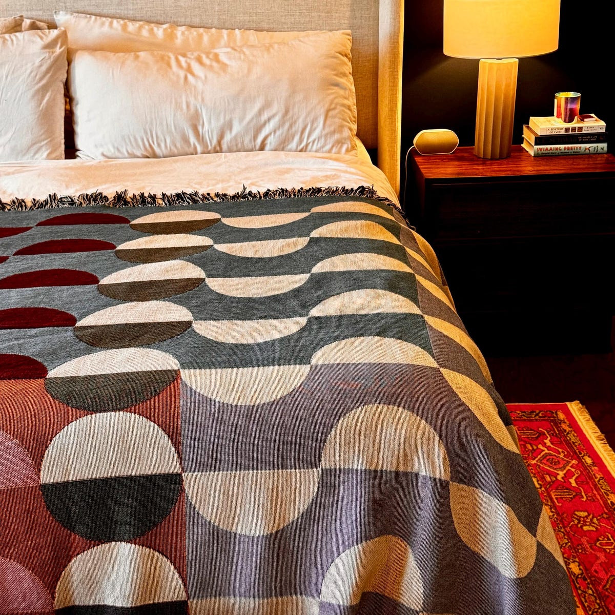 Mid Century Modern Woven Black Friday Blanket Bauhaus Geometric Colorful Coverlet Throw Cotton Quilt Retro Boho Bedspread “the Favorite” - Etsy