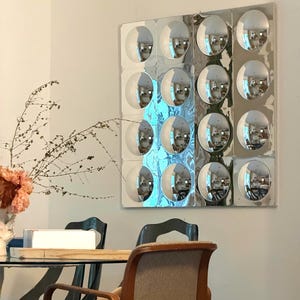 Space Age Inspired Mirror Wall Art Chrome Acrylic Mirror Mid Century Modern Wall Decor Bauhaus Brutalist Silver Statement Piece 40x40” Wired