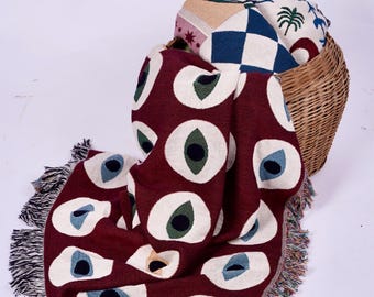 Bauhaus 'All Eyes On Me' Woven Blanket, Mid-Century Modern Throw