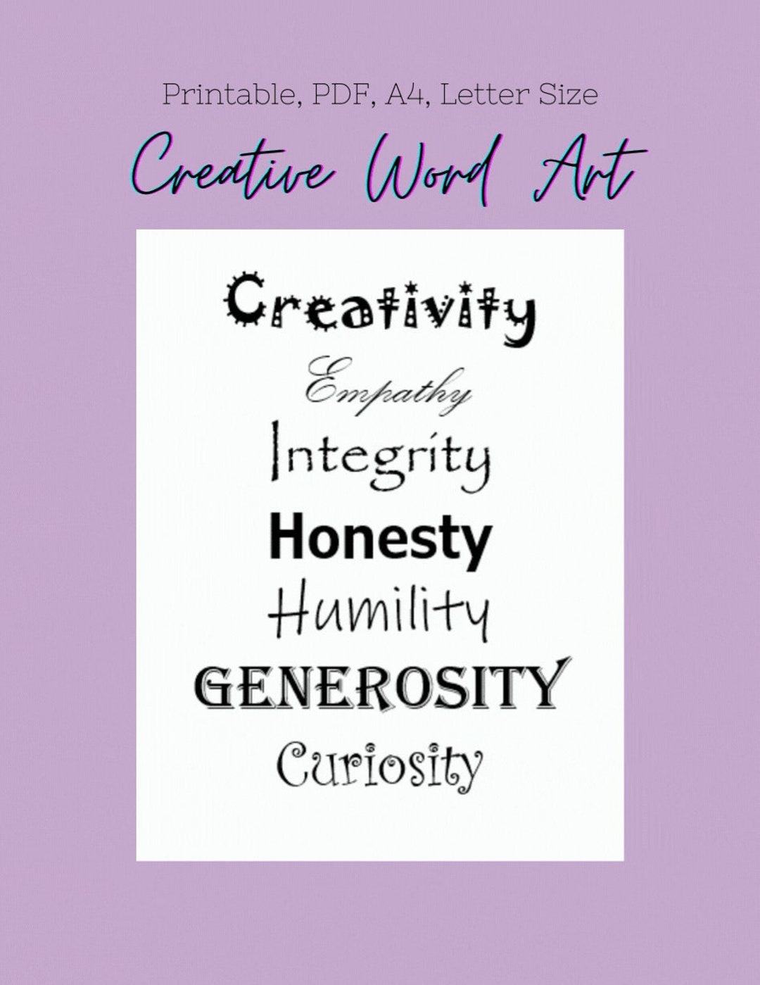 Printable Word Art Black and White Art Postive Word Art - Etsy