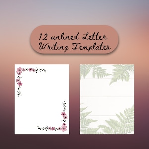 Letter Writing Template, Unlined Floral Paper, JW Stationary