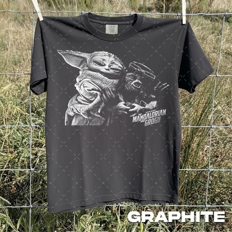 Comfort Colors Star Wars The Mandalorian And Grogu Shirt, Grogu Bounty Hunter Shirt, 90s Style Star Wars Shirt, Baby Yoda Tee image 2