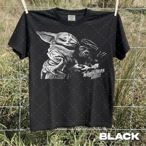 Comfort Colors Star Wars The Mandalorian And Grogu Shirt, Grogu Bounty Hunter Shirt, 90s Style Star Wars Shirt, Baby Yoda Tee image 3