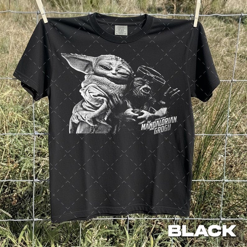 Comfort Colors Star Wars The Mandalorian And Grogu Shirt, Grogu Bounty Hunter Shirt, 90s Style Star Wars Shirt, Baby Yoda Tee image 3