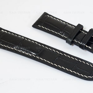 Black Alligator Watch Band 24mm 22mm 20mm 21mm 19mm 18mm 16mm | Gift For Men And Women | Custom.