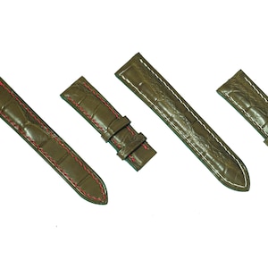 Olive Alligator Leather Watch Band | 24mm 22mm 20mm 18mm | Gift For Men And Women.