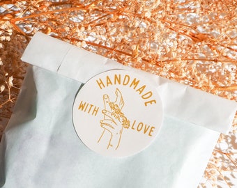 Handmade with Love Sticker Sheets | Eco-Friendly Small Business Packaging | Packaging Stickers