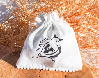 Cotton Drawstring Bag | 4 x 4” Eco-friendly Pouch | Reusable Favor and Treat Bag | Jewelry Pouch