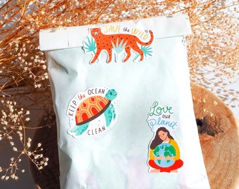 Eco-Friendly Packaging Stickers: Recyclable Paper, Love Our Planet