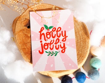 Holly Jolly Christmas Cards | Holiday Postcards | Recycled Eco-Friendly Sustainable Small Business Packaging Insert Cards