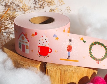 Pink Christmas Water Activated Packing Tape: Eco-Friendly Holiday Packaging