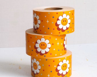 Happy Flower Packing Tape: Eco-Friendly Water Activated Paper Tape