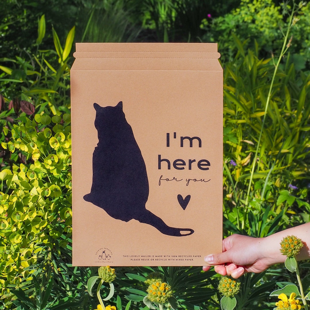 Recycled Paper Mailer Small Business Kraft Mailers 10 X 13 Cute Cat Printed Envelopes Etsy