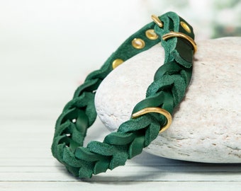 Emerald Dog Collar - Luxury Dog Collar, Designer Dog Collar, House Dog Collar Leather, Matching Dog Collars, Real Leather Collar