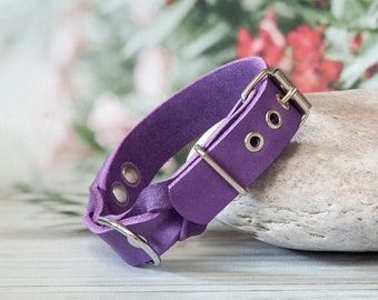 Purple Leather Collar for Dogs - Luxury Dog Collar, Designer Dog Collar, Girly Leather Collar, Matching Dog Collars, Leather Collar