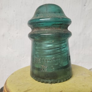 Vintage Blue Glass Hemingray No. 9 Insulator with a Patent Date of May 2, 1893