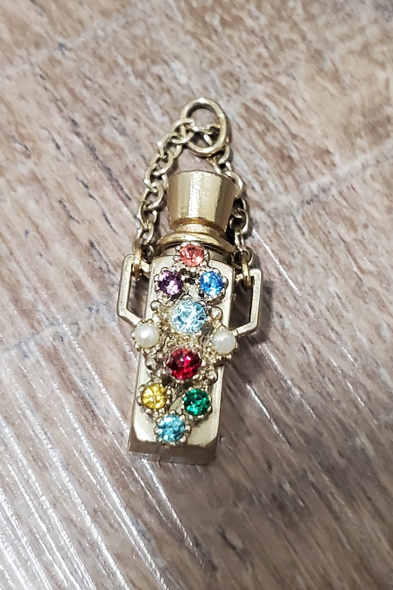Antique Perfume Pendant with Colored Rhinestones G