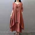 Summer Cotton Casual Two piece Dress | Soft Loose Tunics Short Dress | Robes Midi Customized Dress | Plus Size Clothing product logo
