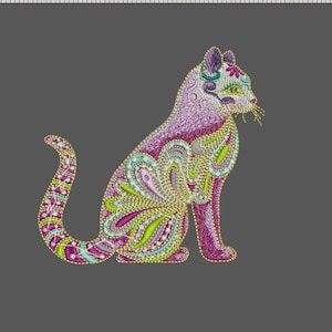 Mosaic Cat 2  - Machine Embroidery Design - Cats Embroidery Designs - 4 Sizes- Instant Download