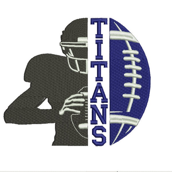 Titans Football half player -Machine Embroidery Design - 5 sizes- Instant Download