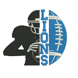 Lions Football halb Spieler -Maschinenstickerei Stickdatei American Football - 5 Größen - Instant Download