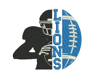 Lions Football half player -Machine Embroidery Design- American Football Embroidery - 5 sizes- Instant Download