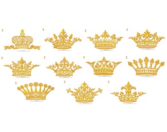Crowns- Royal Crown- King Crown- Prince Crown- Machine Embroidery Design - 11 Designs Bundle- 4x4 and 5x7 Hoop Sizes, Instant Download