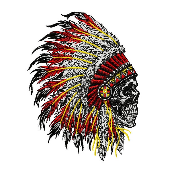 Indian Chief Tribal Mask- Machine Embroidery Design , Broderie à la machine, Fichiers de broderie, 5 tailles, Téléchargement instantané