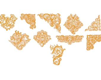 Vintage Baroque Frame Scroll Corners - Machine Embroidery Design- 12 Designs Bundle- Ornament- Vignette-  Fancy Swirls- 4x4 and 5x7 Hoop