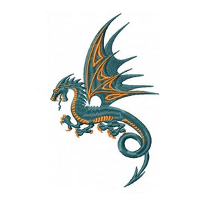 Flying Dragon -Machine Embroidery Design - Oriental Dragon Embroidery Designs - 6 sizes- Instant Download