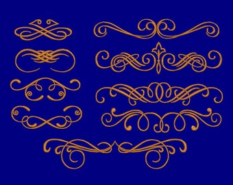 Design Elements Machine Embroidery Bundle, Swoosh and Swirl Designs, 9 Individual design elements in multiple sizes each- Instant Download
