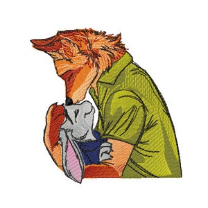 Nick and Judy - Zootopie - Stickdatei, Stickdatei, Stickdatei, Maschinenstickerei, 4 Größen, Sofort Download