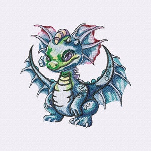 Cute Baby Dragon- Machine Embroidery Design - Oriental Dragon Embroidery Designs - 4 sizes- Instant Download