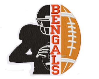 Jugador de fútbol de los Bengals - Diseño de bordado a máquina - Bordado de fútbol americano - Emblema de Cincinnati - 5 tamaños - Descarga instantánea