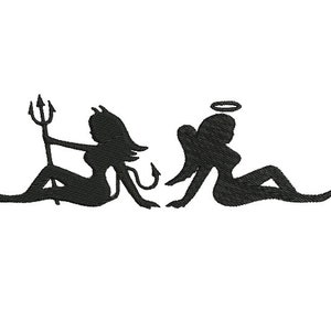 Angel and Demon Girls - Machine Embroidery Design- Heaven and Hell- 3 Sizes- Instant Download