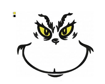 Grinch Face - Machine Embroidery Design - Christmas Embroidery Designs- 9 sizes- Instant Download