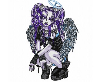 Modern Fairy Steampunk Girl - Machine Embroidery Design- 3 Sizes-  Embroidery Files - Instant Download