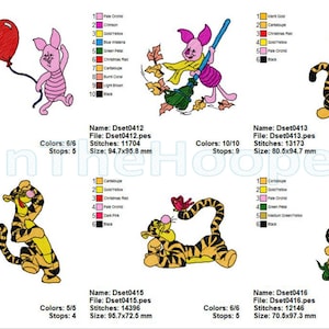 Winnie the Pooh Machine Embroidery Design, 20 Designs Bundle for Kids, 4x4 Hoop, Instant Download
