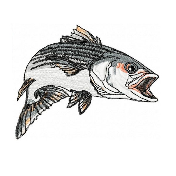 Striped Bass-  Machine Embroidery Design, Embroidery Designs, Machine Embroidery, 5 sizes , Instant Download